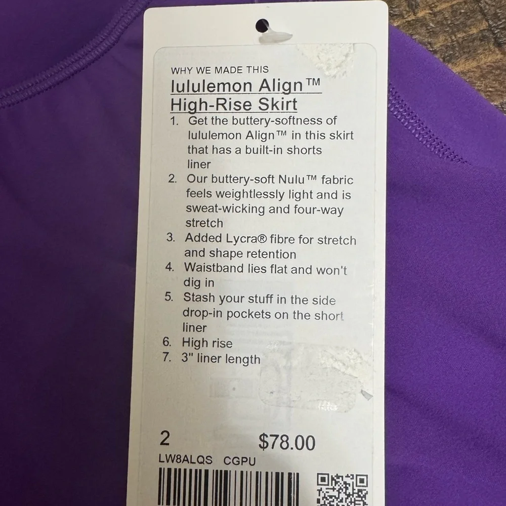 NWTs Lululemon Align Skirt Collage Purple